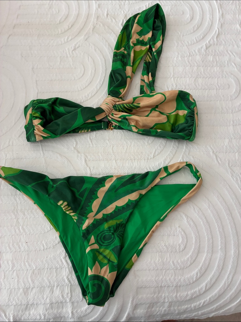 l*space Green and Tan Tropical Print Bikini
